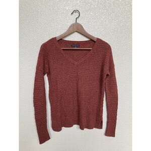 American Eagle womens xs burnt orange pullover vneck sweater y2k knit wool cozy